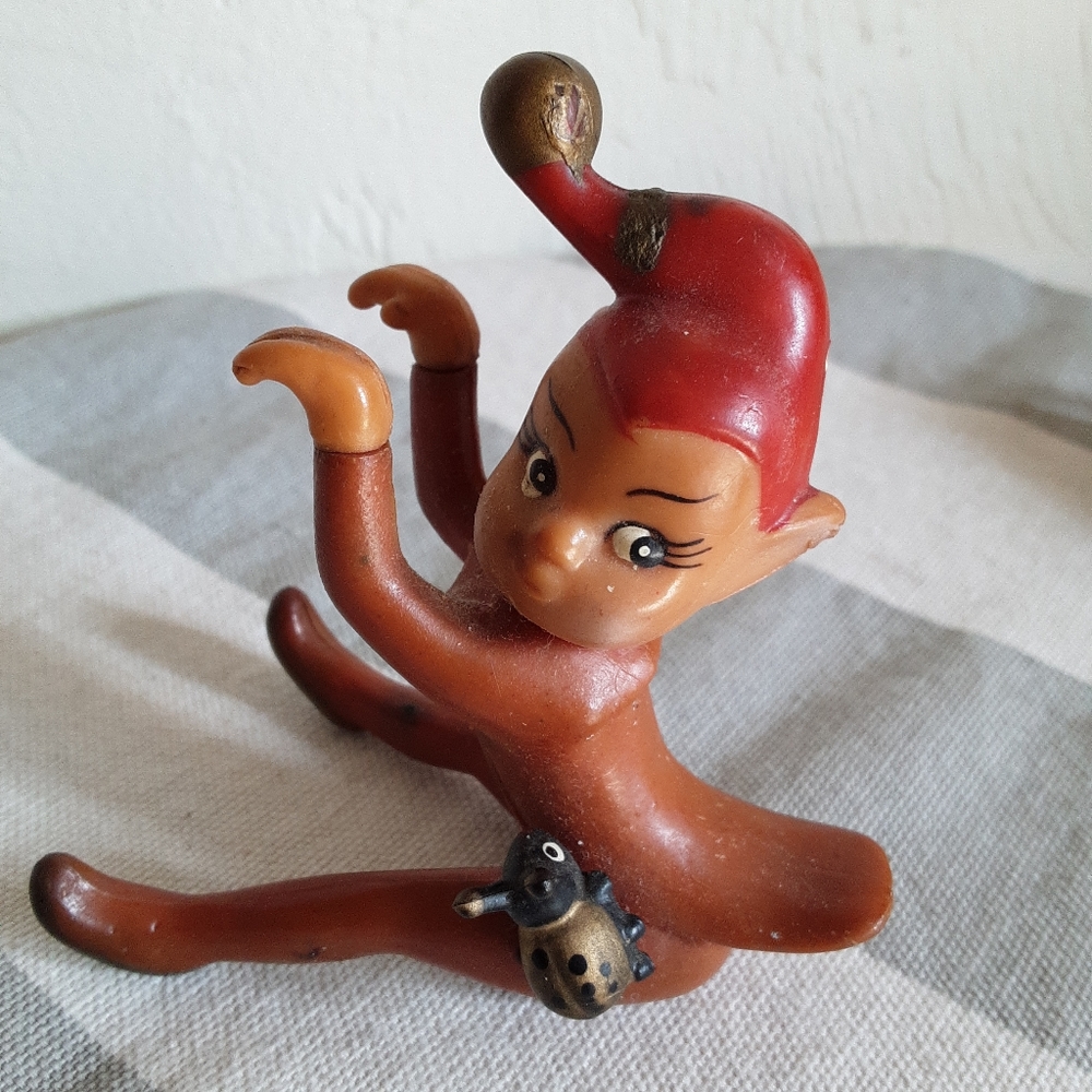 Vintage Christmas elf/pixie w/ladybug